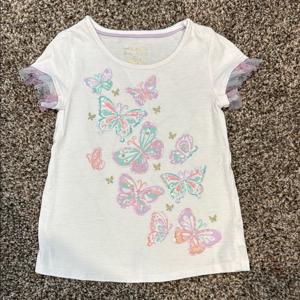 Cynthia Rowley Butterfly Print Kids Shirt - White